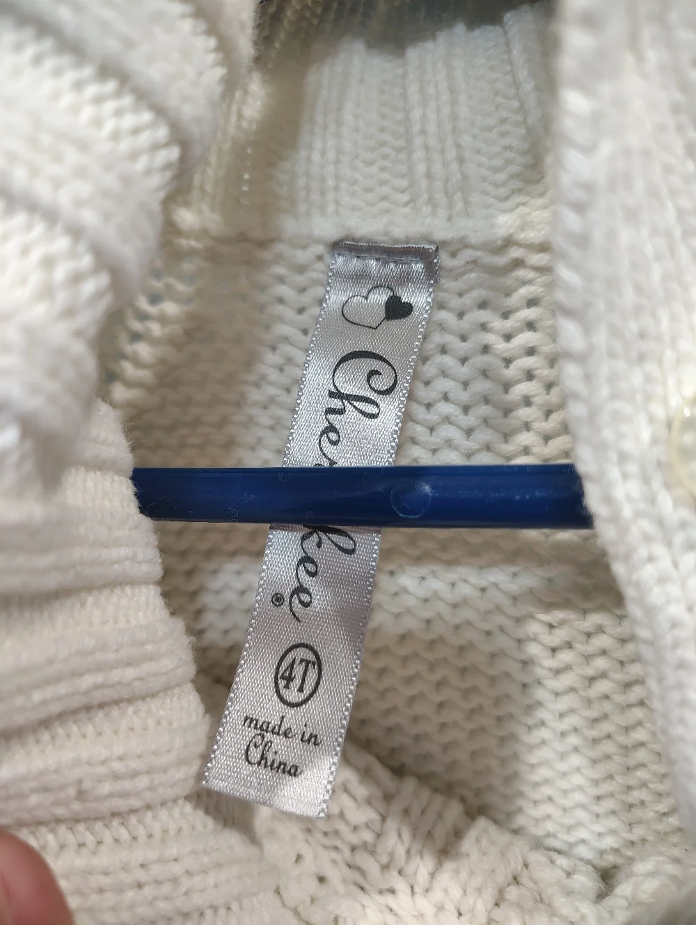 Vintage Cherokee Cable Knit Sweater Womens Size 4T Cream Cotton Cottagecore